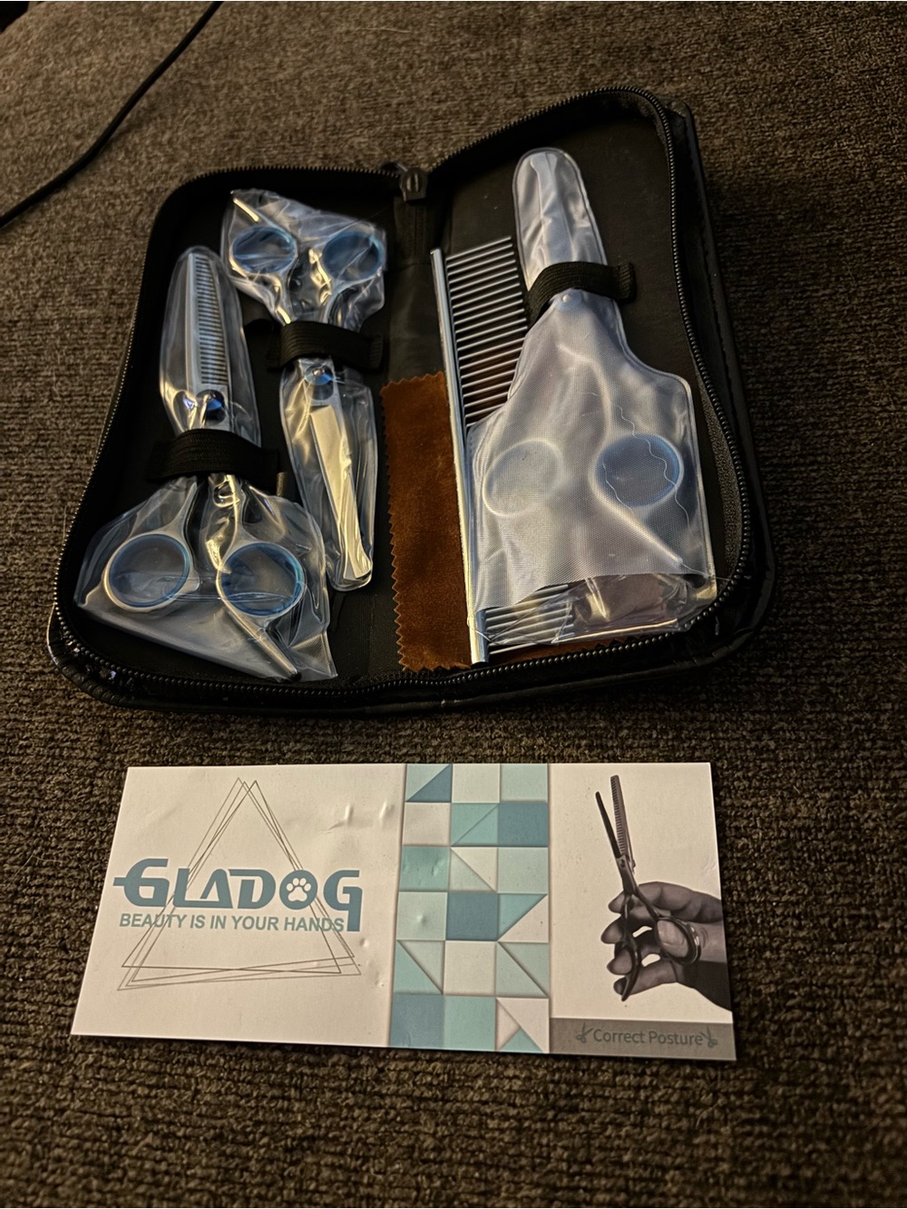 Blue Dog Grooming Scissor and Comb Set